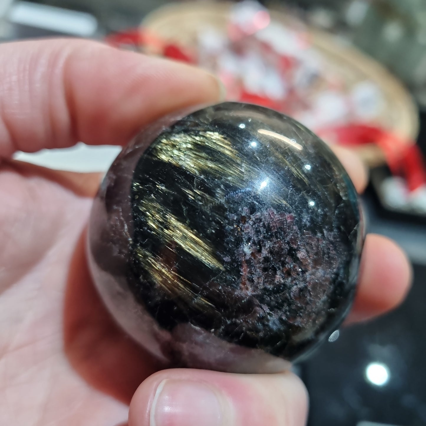 Arfvedsonite with Garnet Sphere #2