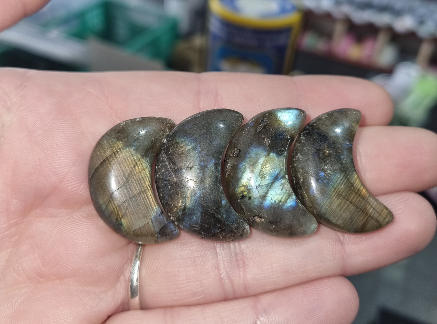 Labradorite Moon Carvings