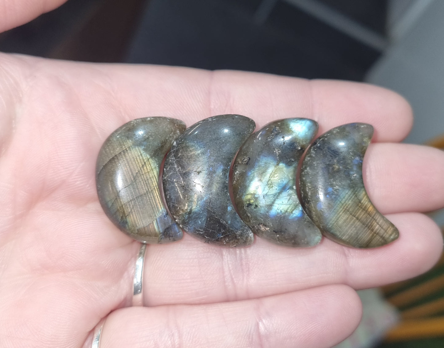 Labradorite Moon Carvings