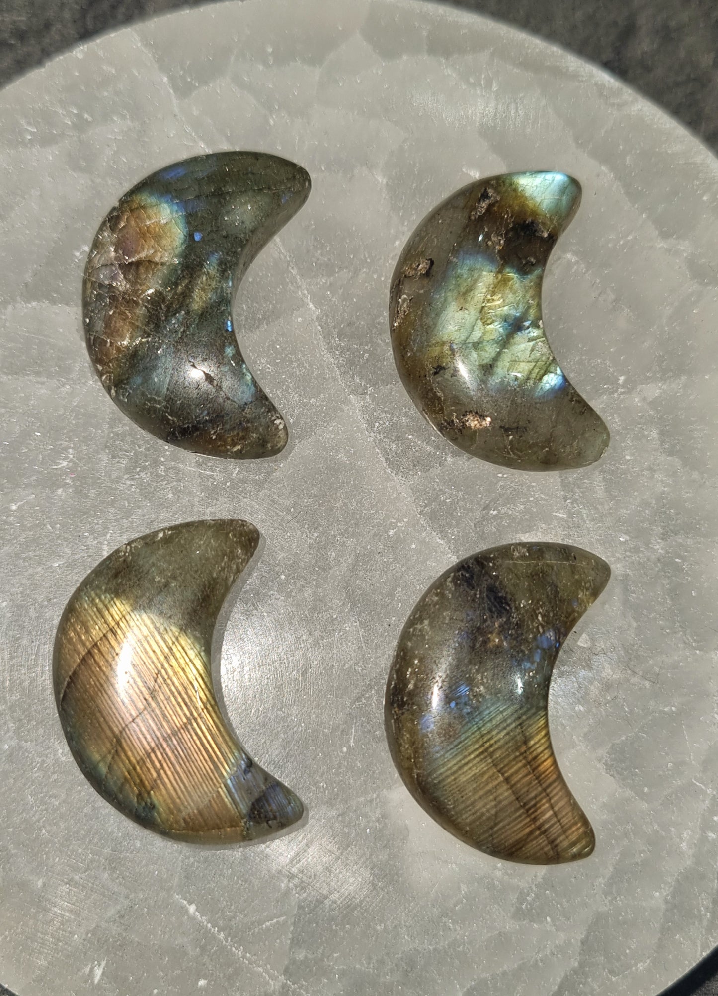 Labradorite Moon Carvings