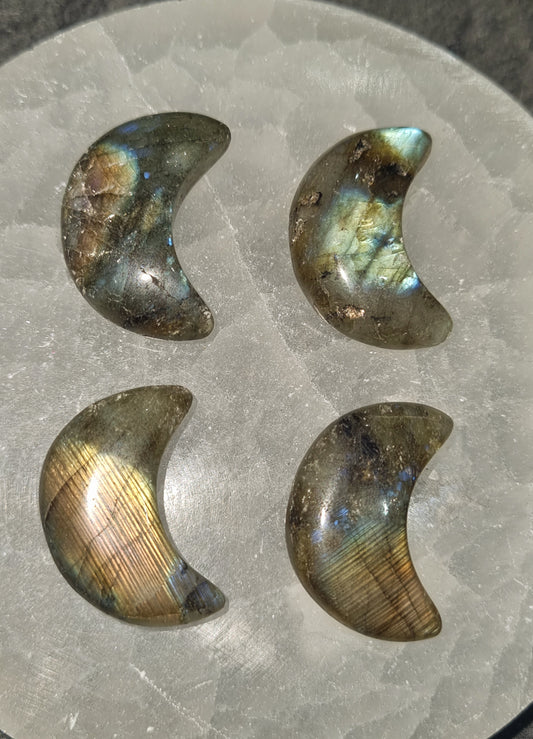 Labradorite Moon Carvings