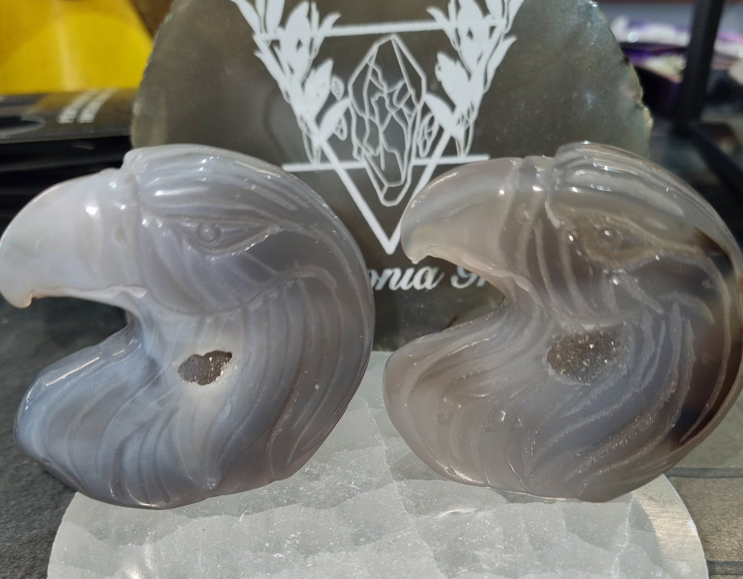 Agate Druzy Eagle Carving