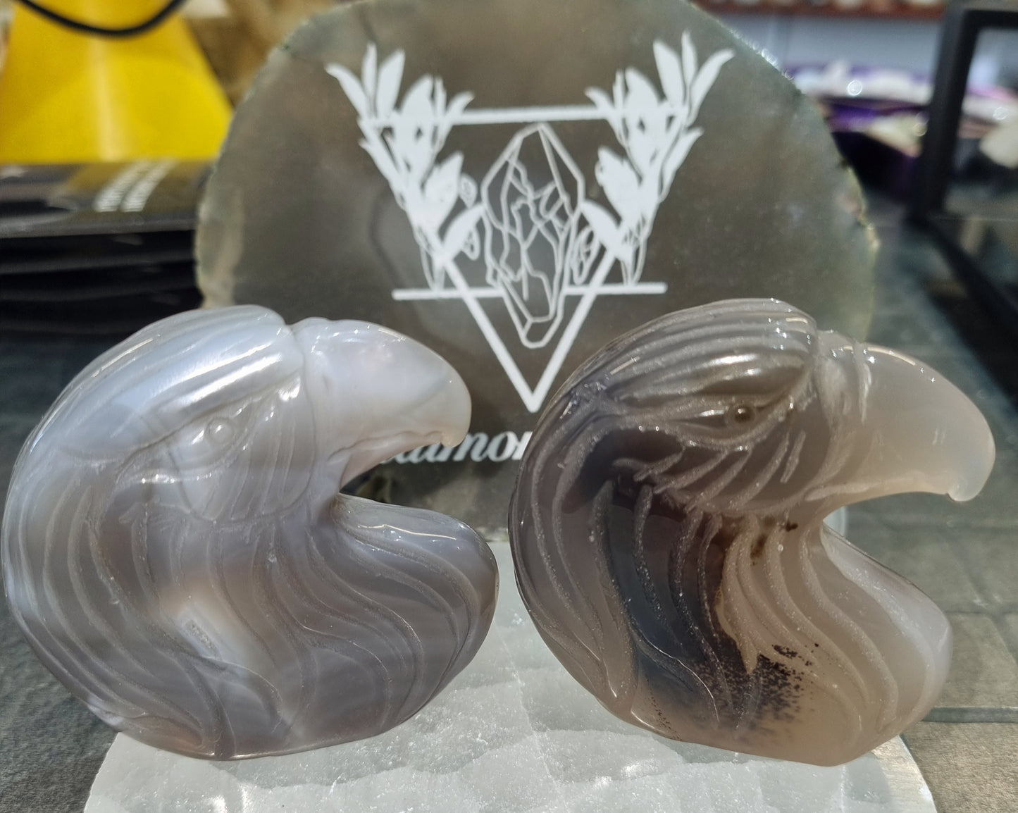 Agate Druzy Eagle Carving