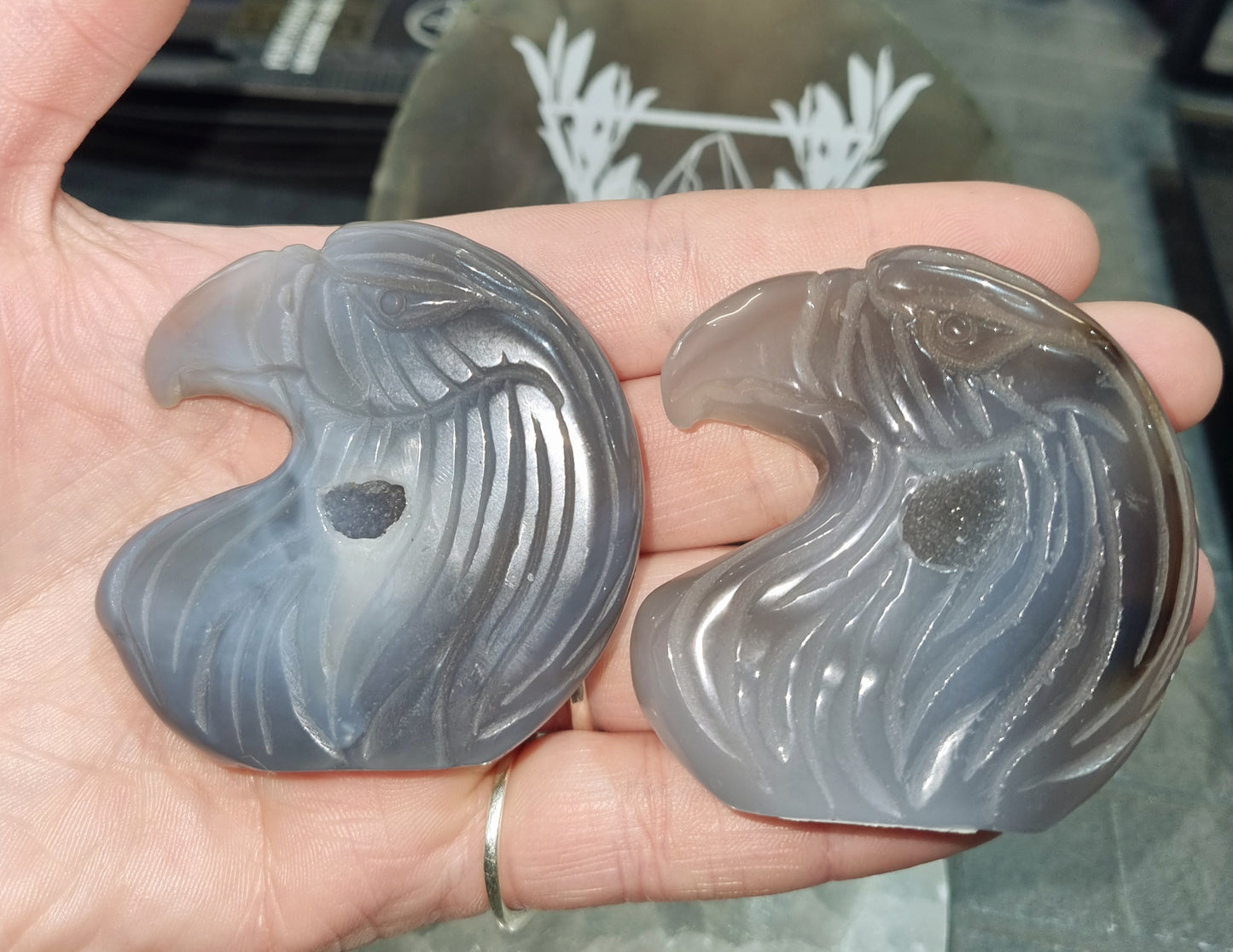 Agate Druzy Eagle Carving