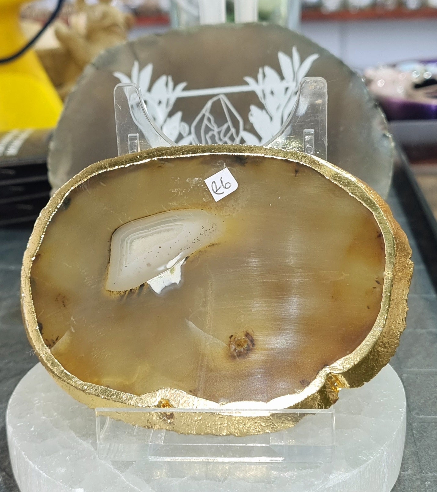 Agate Slice/Coaster With Gold Edge