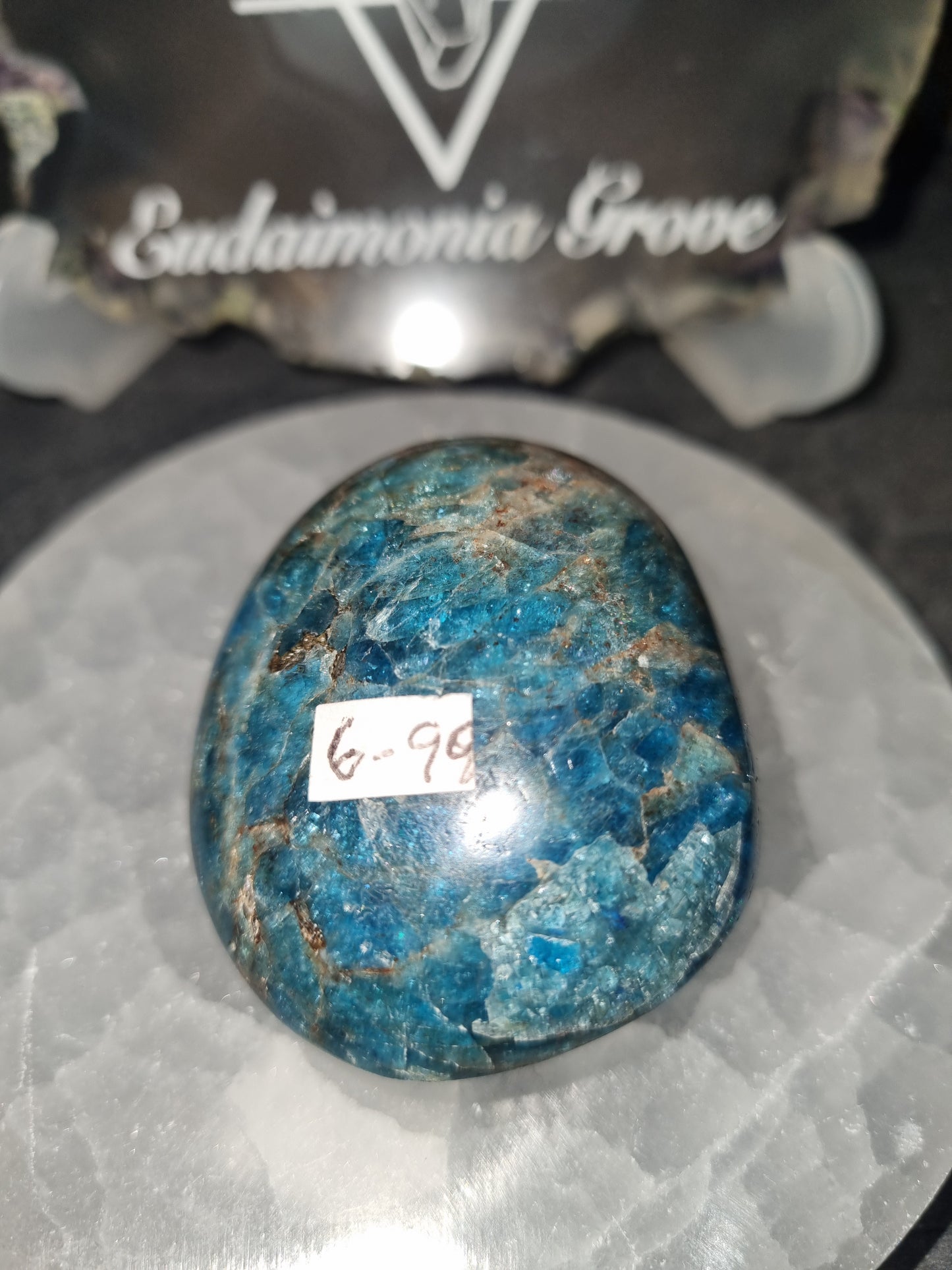 Blue Apatite Palmstone