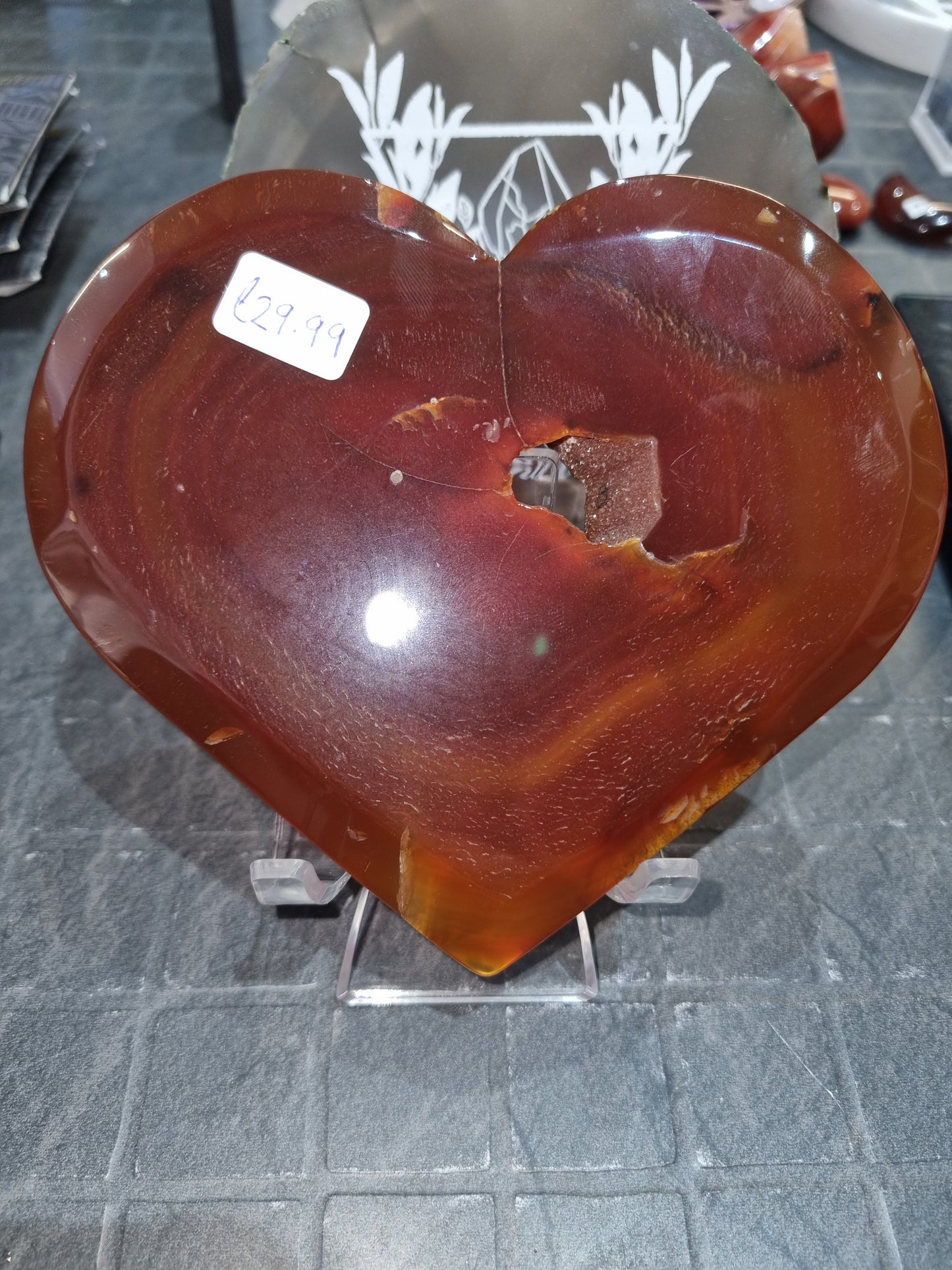 Carnelian Larger Druzy Heart (stand not included)