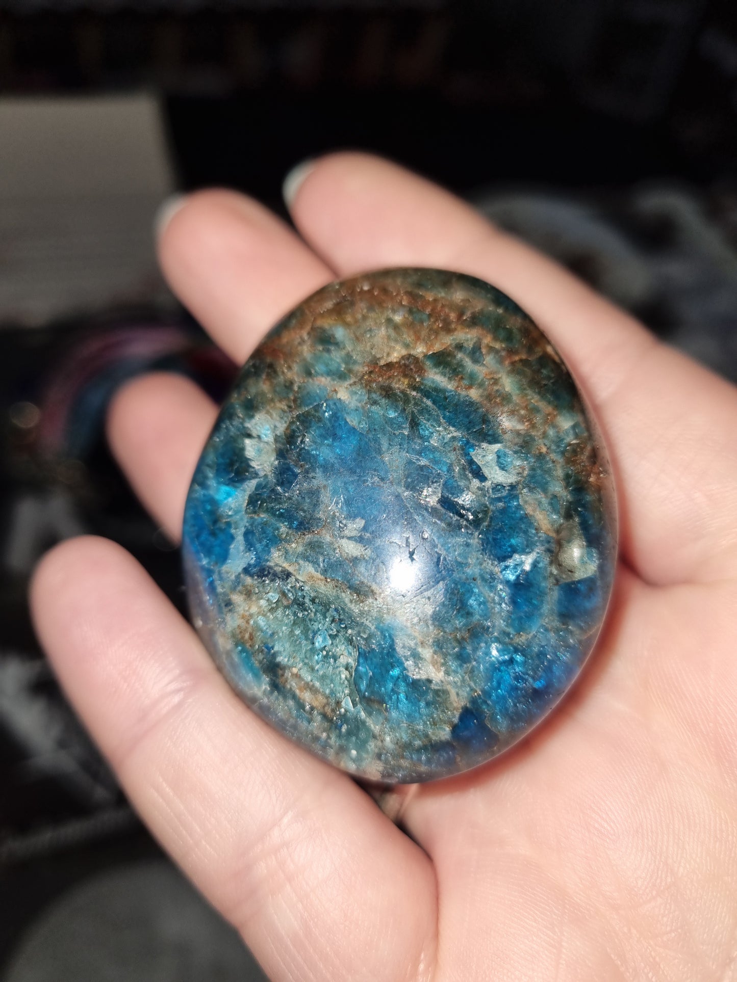 Blue Apatite Palmstone