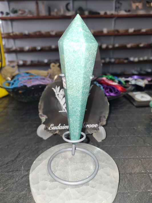 Amazonite Wand With Silver Stand