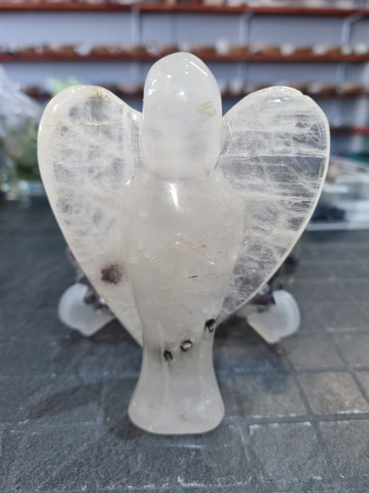 Clear Quartz Angel With Black Tourmaline