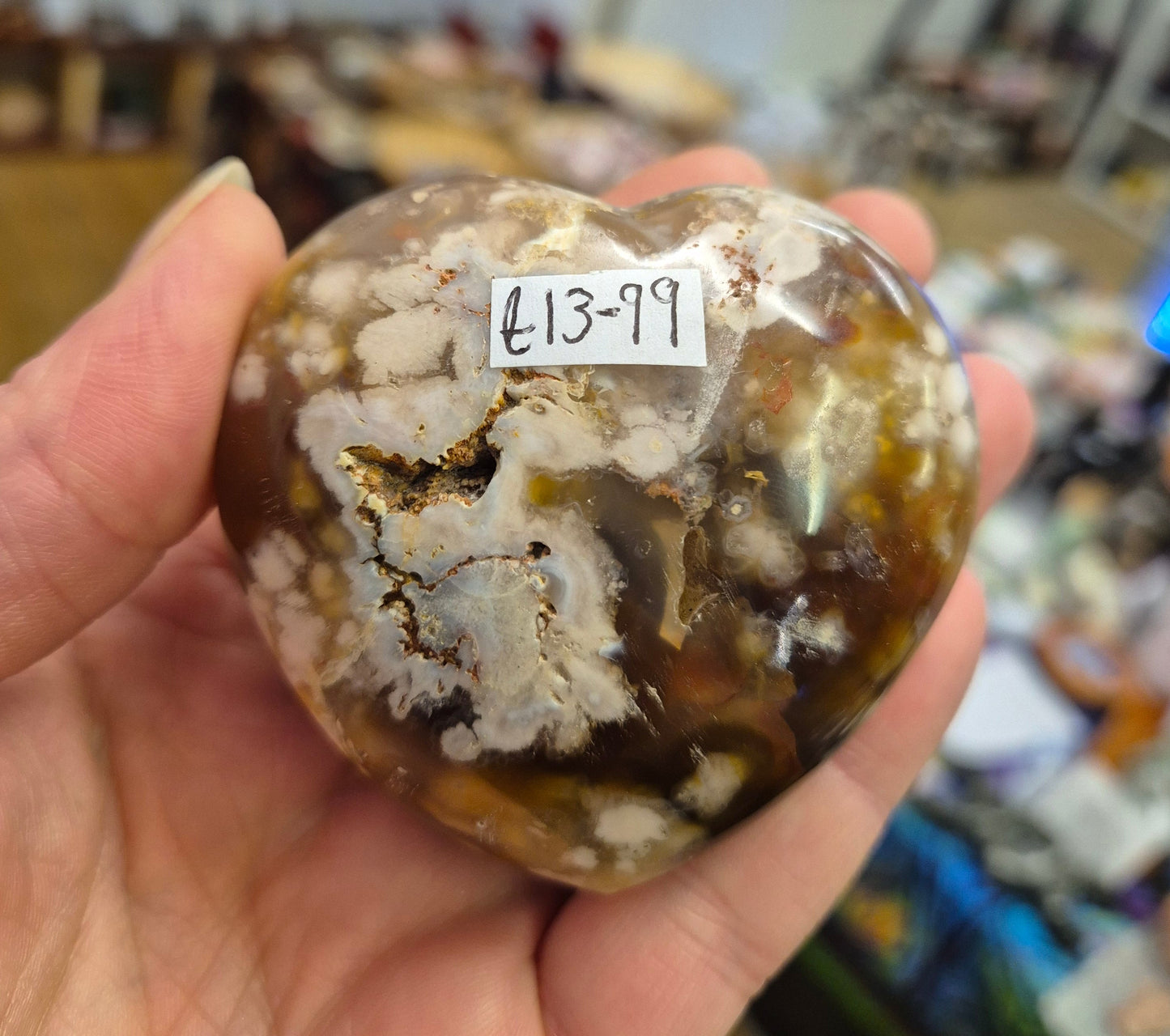 Flower Agate Heart Carving