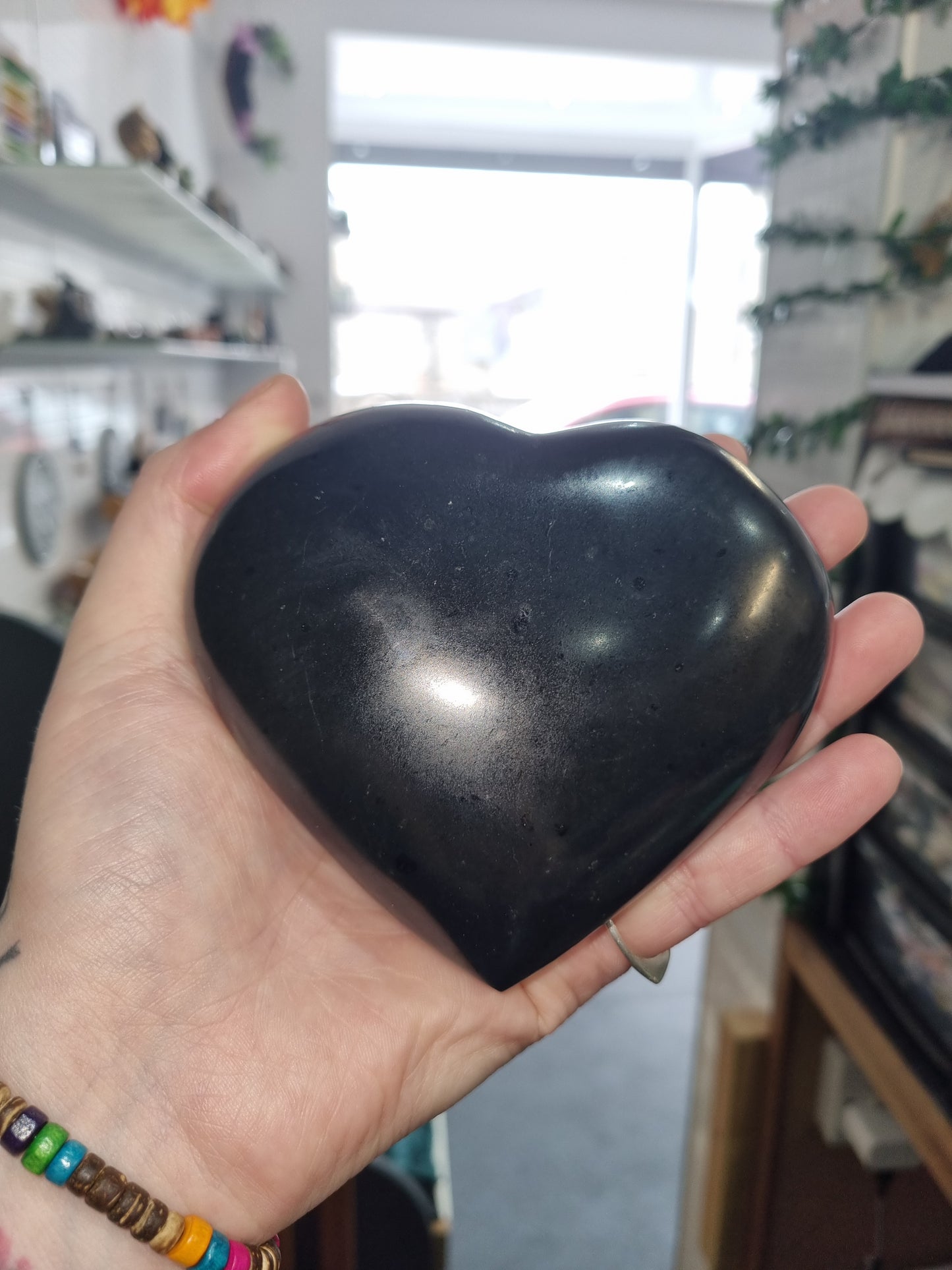 Black Tourmaline Large Heart Carving