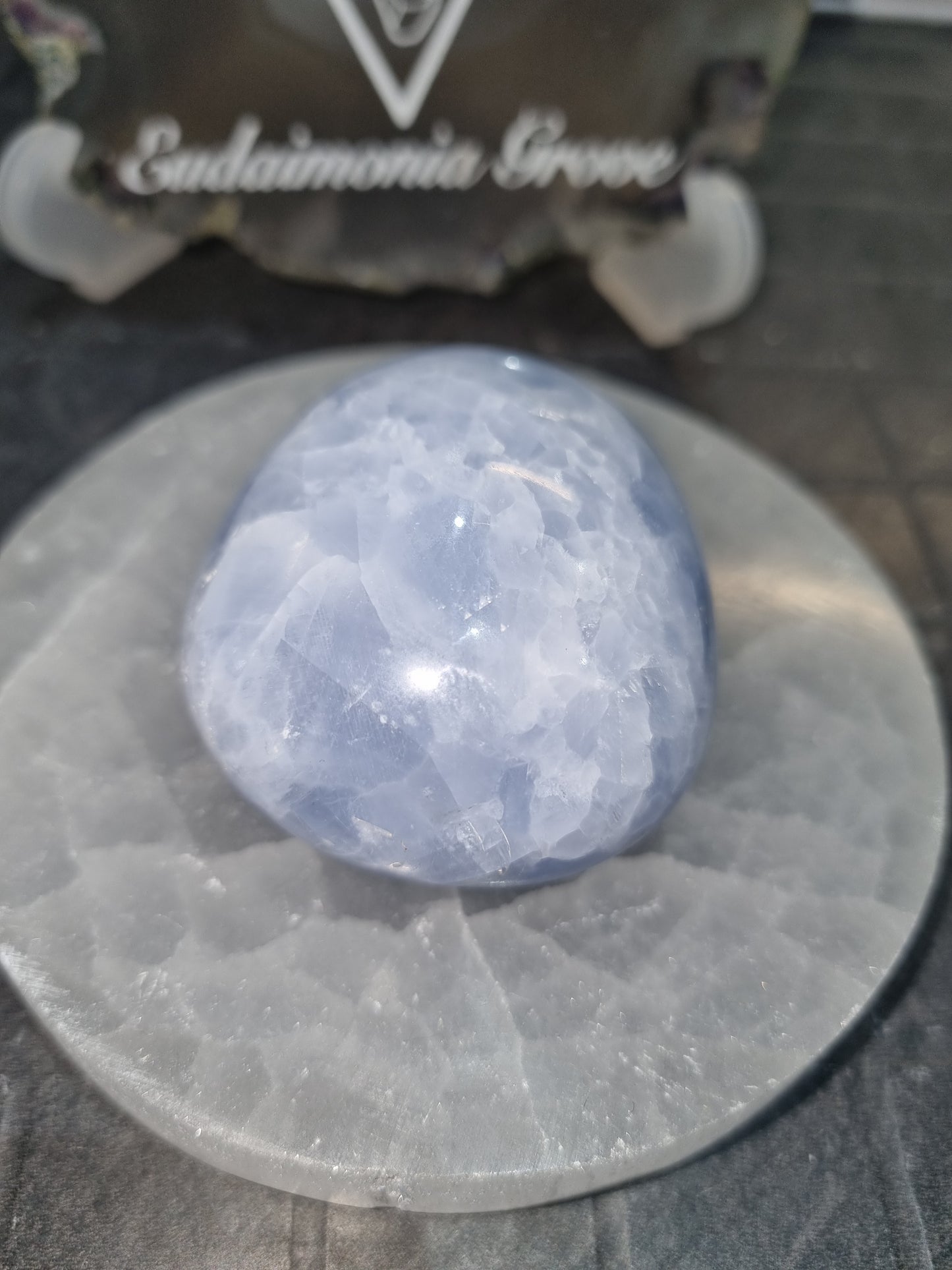 Blue Calcite Chunky Polished Palm Stone