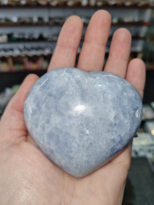 Blue Calcite Larger Heart Carving