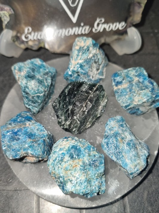 Blue Apatite Raw smaller chunks