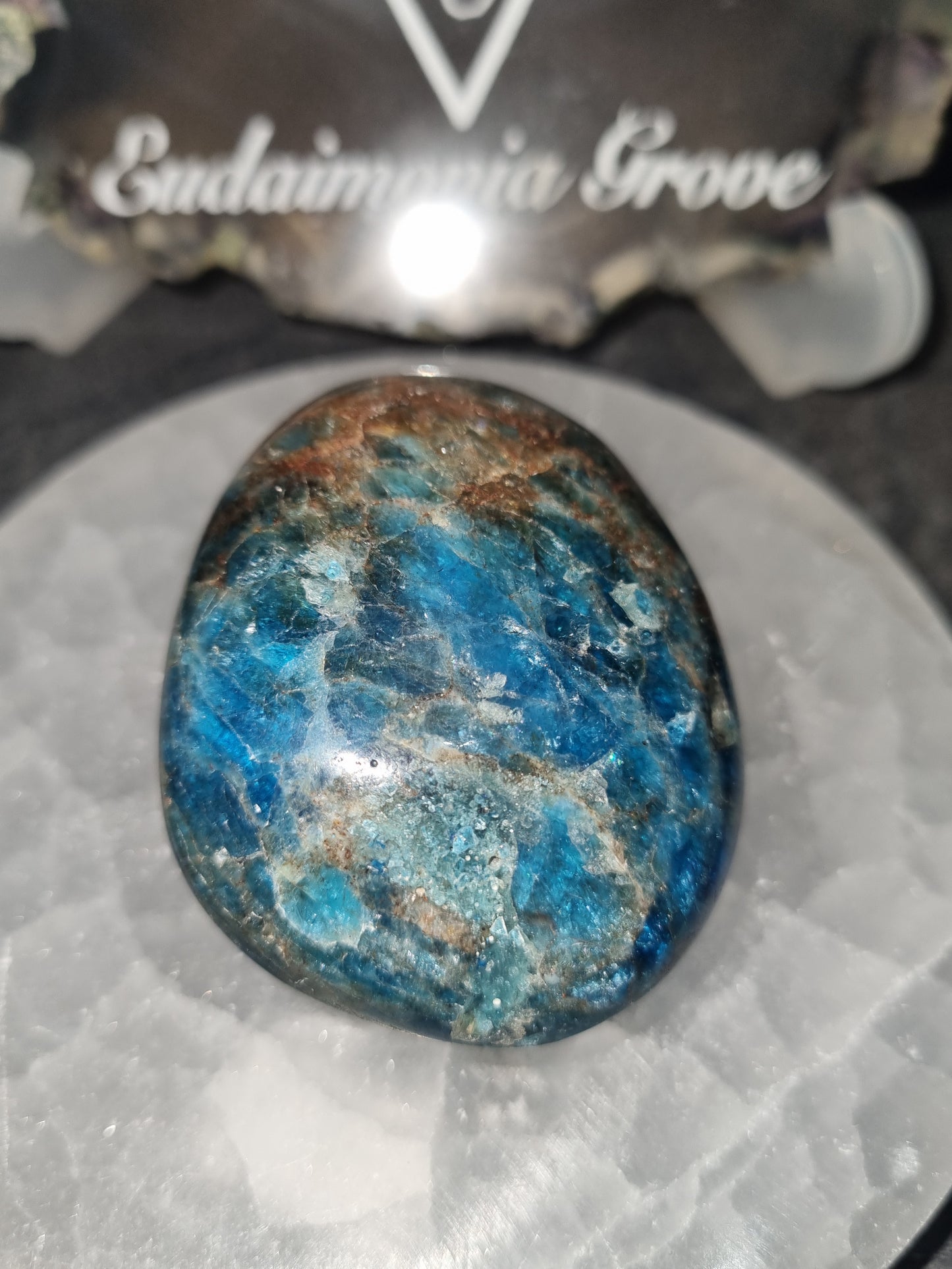 Blue Apatite Palmstone