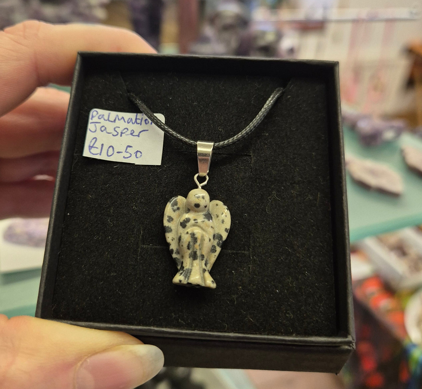 Dalmation Jasper Angel Necklace gift boxed