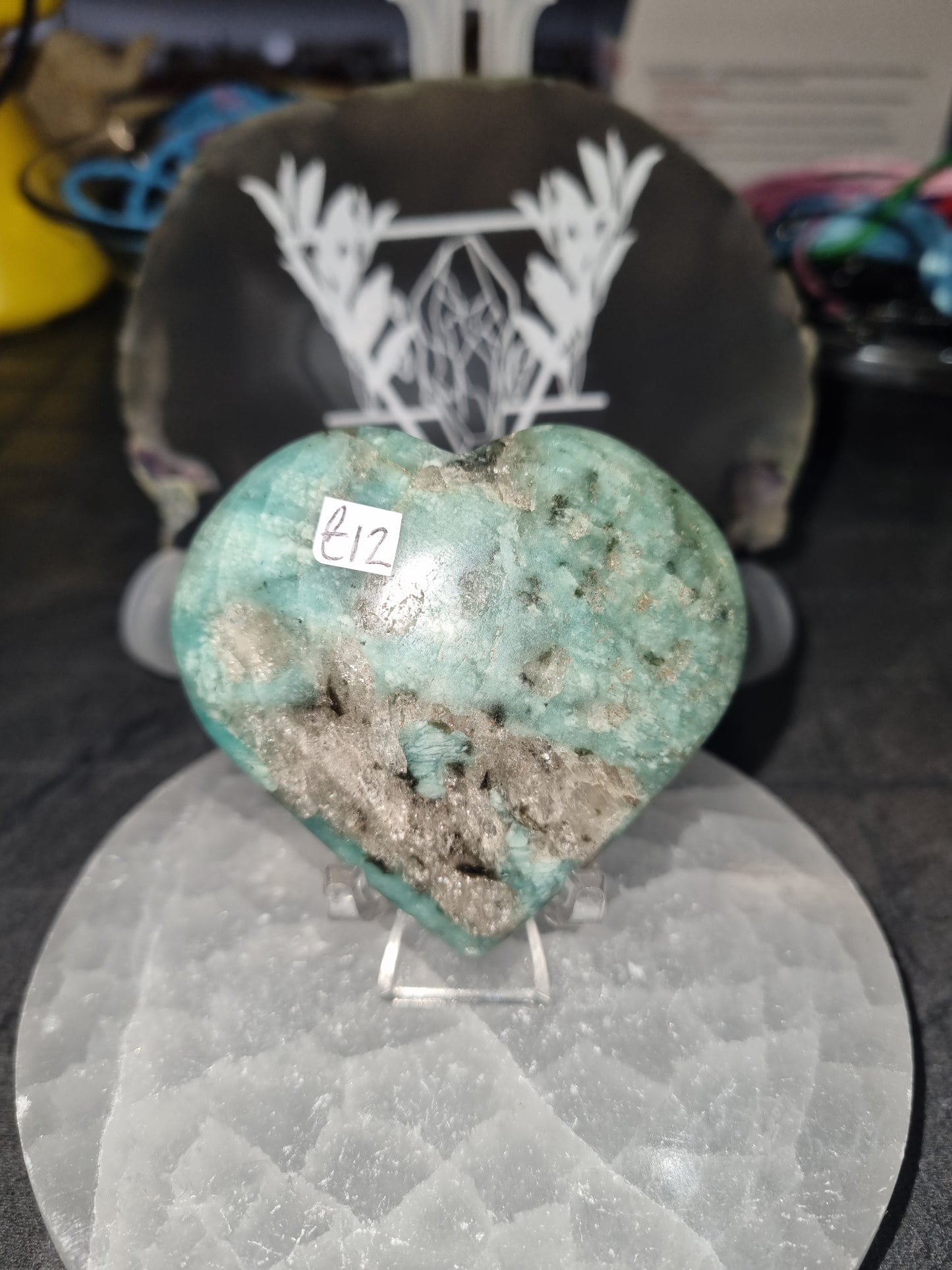 Amazonite Heart With Smoky Quartz (stand not included) #2