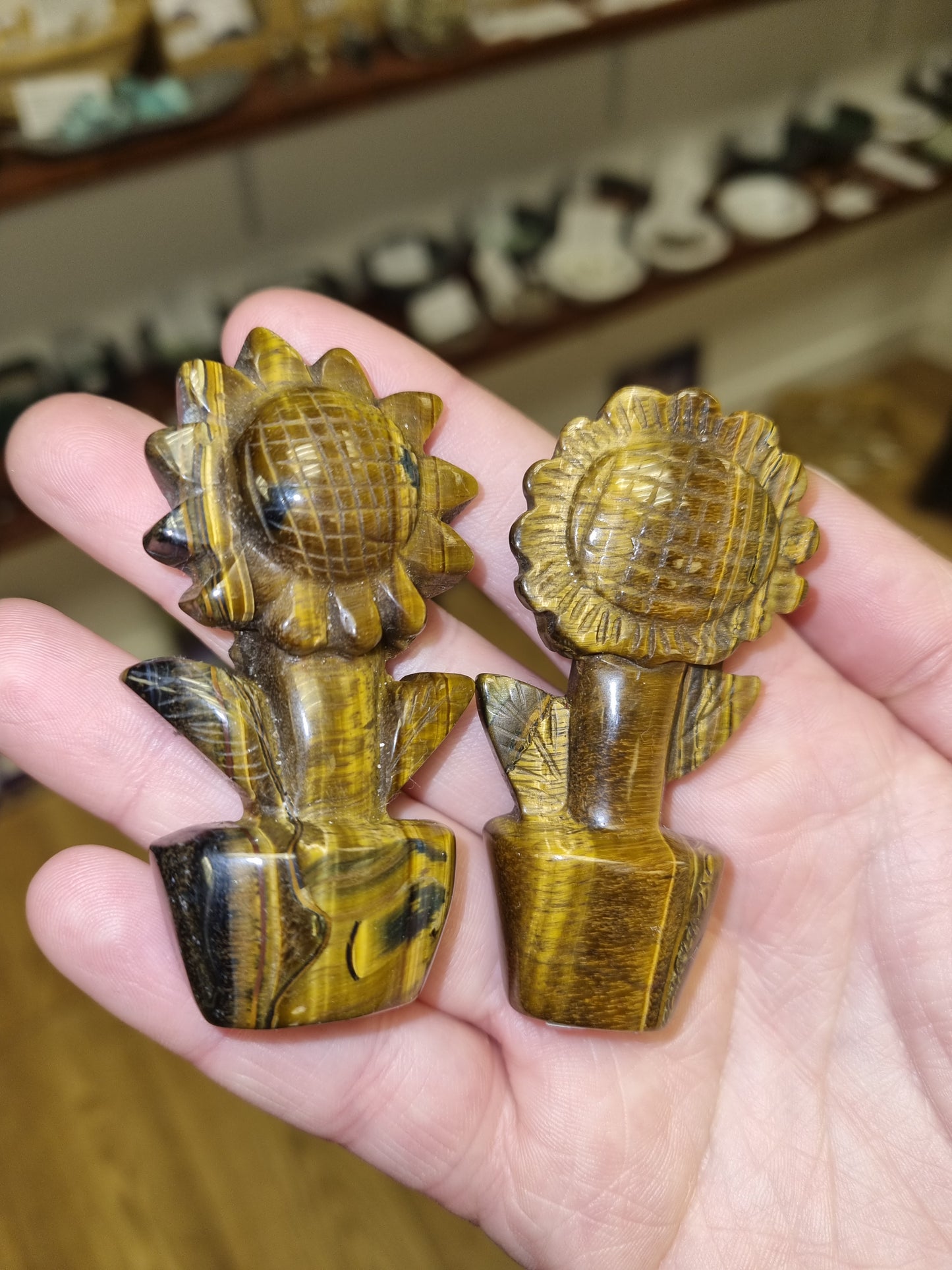 Tigers Eye Sunflower Carving