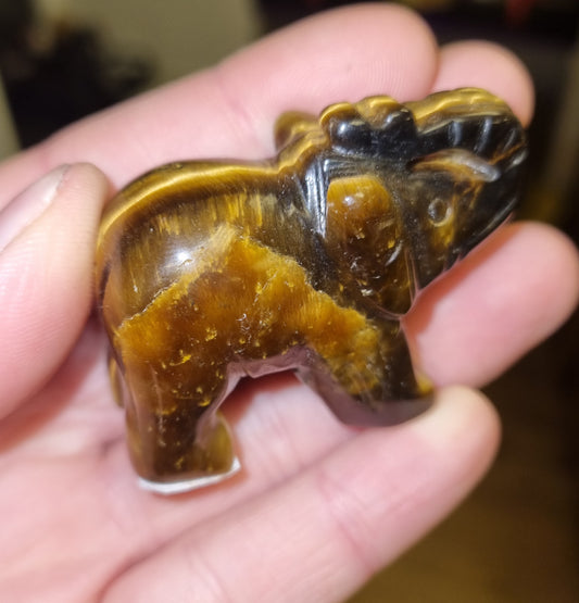 Tigers Eye Elephant Carving