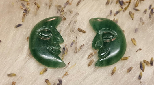 Green Aventurine Moon Face Carving