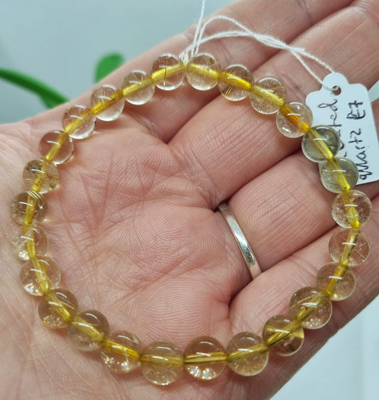 Golden Rutilated Quartz 7mm Round Beaded Bracelet