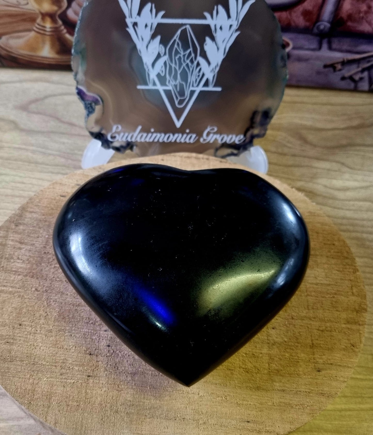 Black Tourmaline Large Heart Carving