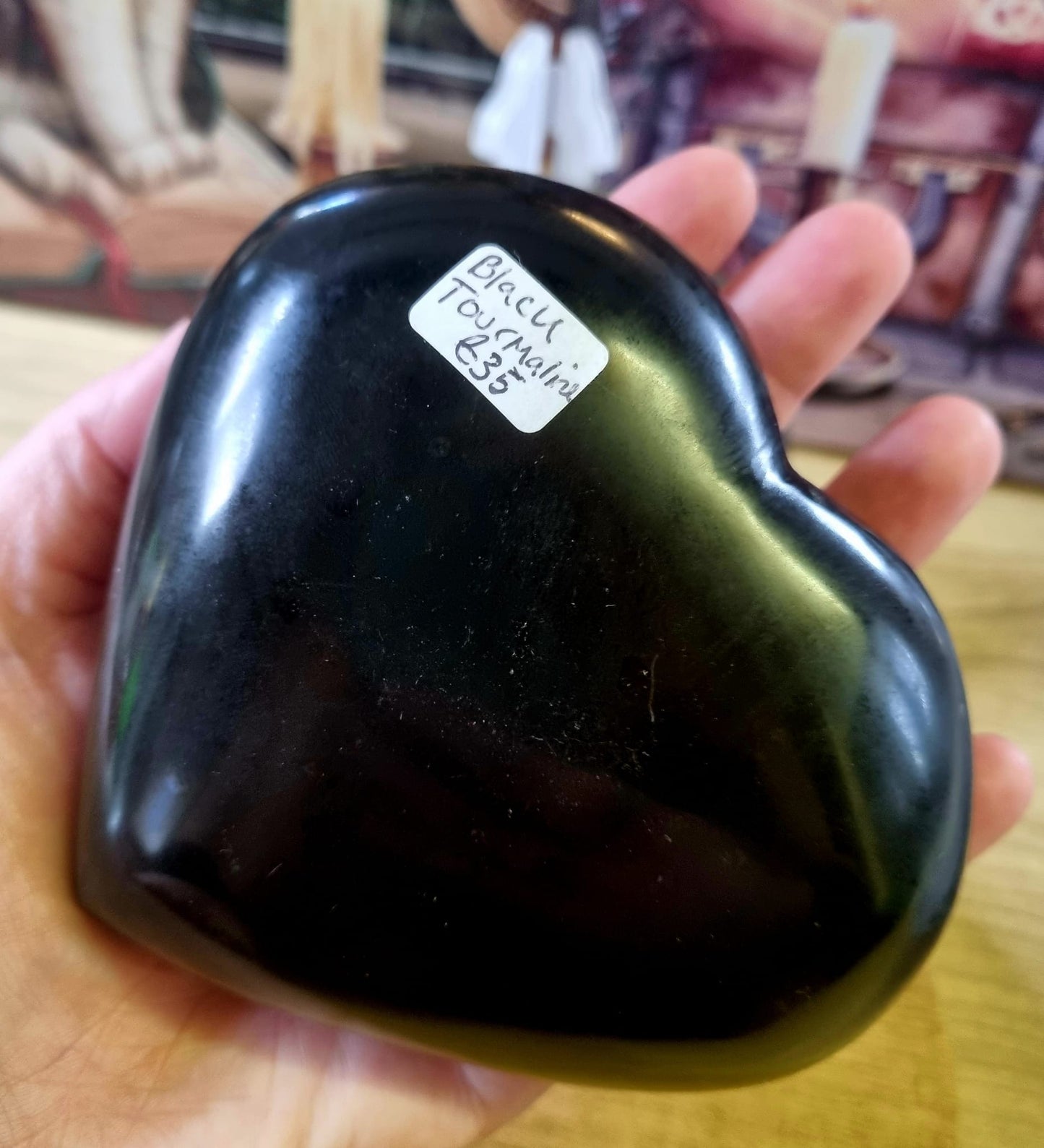 Black Tourmaline Large Heart Carving