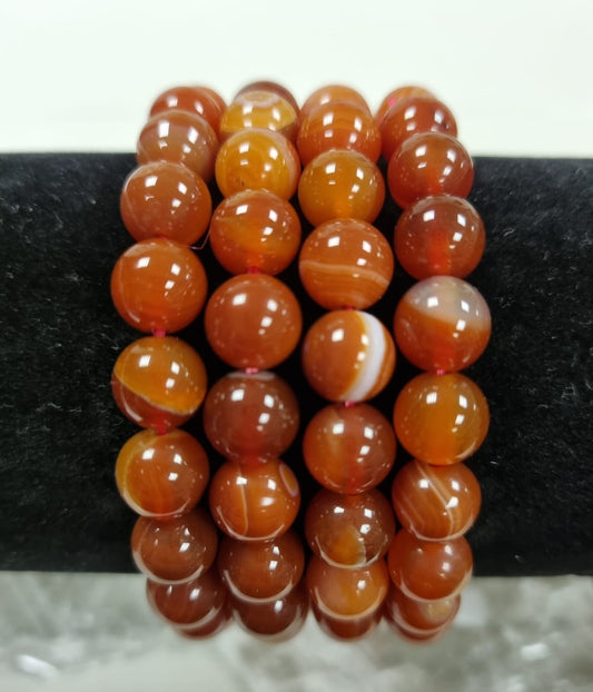 Carnelian 8mm Round Beaded Bracelet