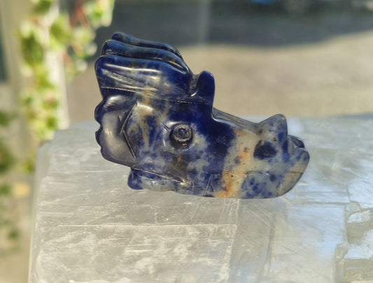 Sodalite Dragon Head Carving